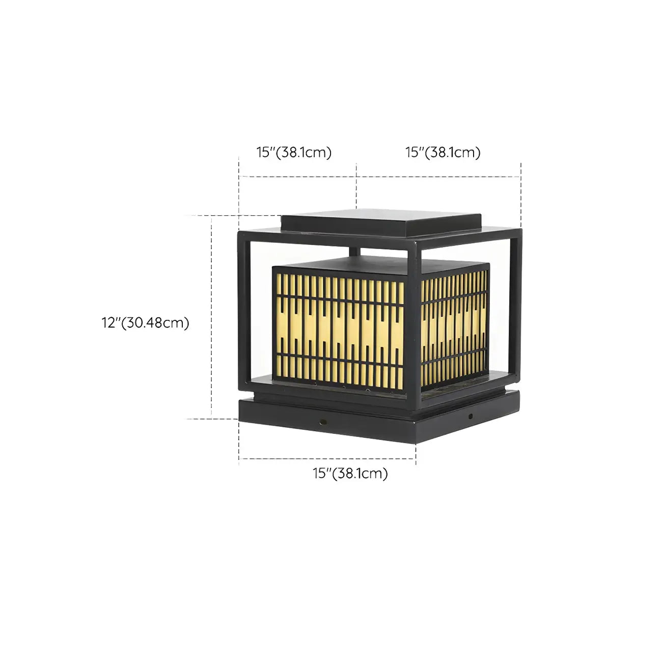 Lampes solaires rectangulaires en métal noir à lumière chaude pour poteaux extérieurs