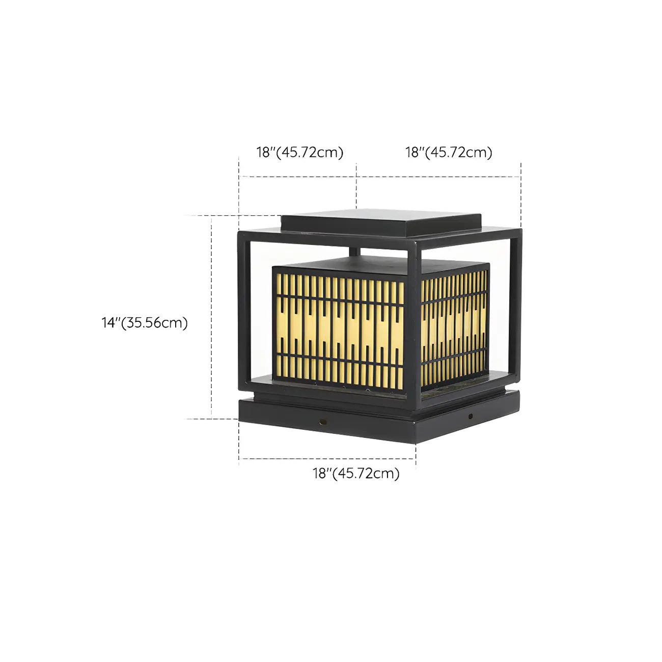 Lampes solaires rectangulaires en métal noir à lumière chaude pour poteaux extérieurs