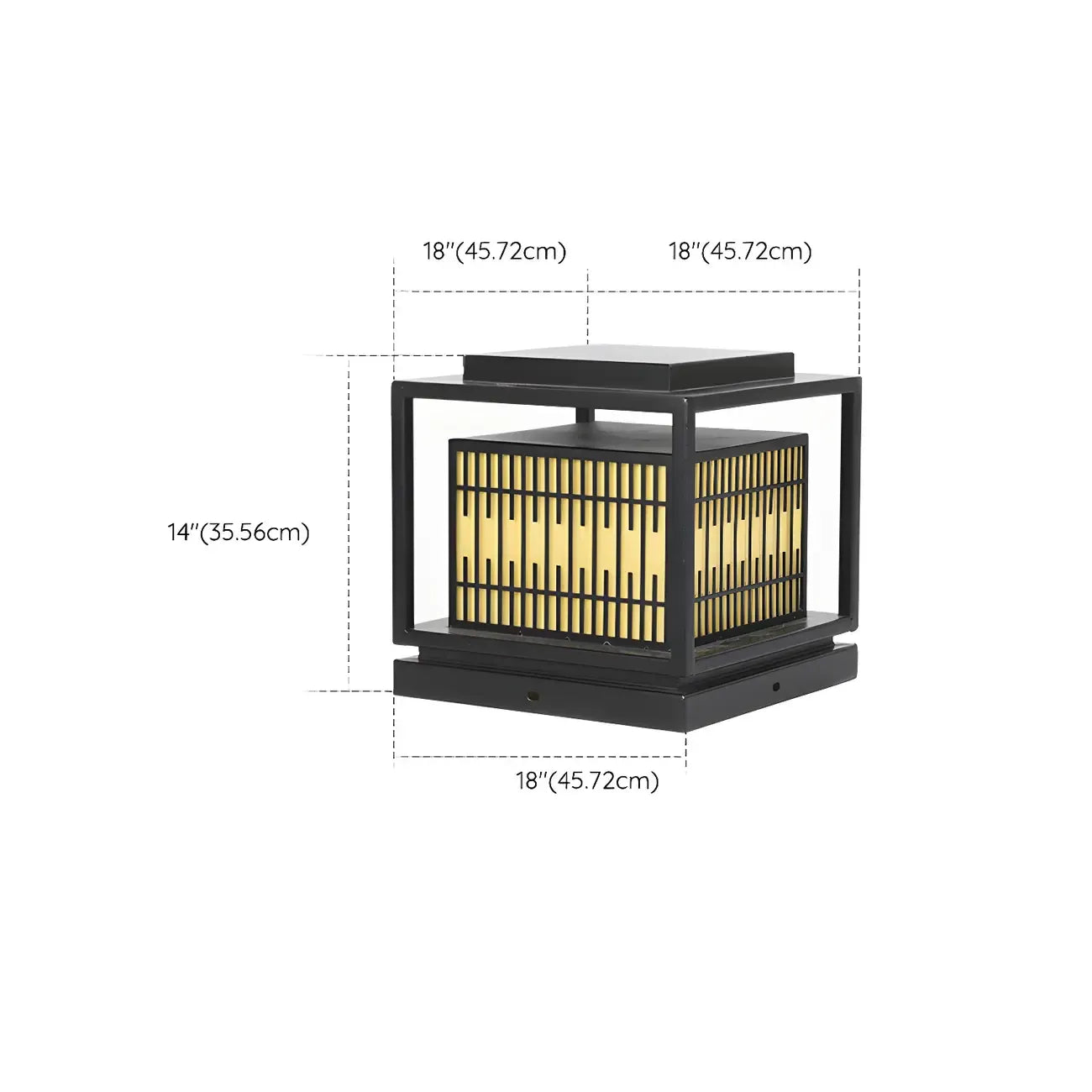 Lampes solaires rectangulaires en métal noir à lumière chaude pour poteaux extérieurs