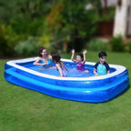 Piscine Central Piscine gonflable rectangulaire bleue et blanche de 3 m