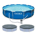 INTEX 12'x30 Metal Frame Swimming Pool with Filter Pump & Pool Cover (2-Pack)