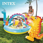Piscine gonflable Intex Dinoland pour enfants et centre de jeux aquatique gonflable Océan avec toboggans, jets d'eau, jouets et jeux