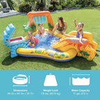 Centre de jeux Intex Dinoland, piscine gonflable pour enfants et piscine aquatique dinosaure avec pulvérisateurs d'eau, cascades, toboggans et jeux