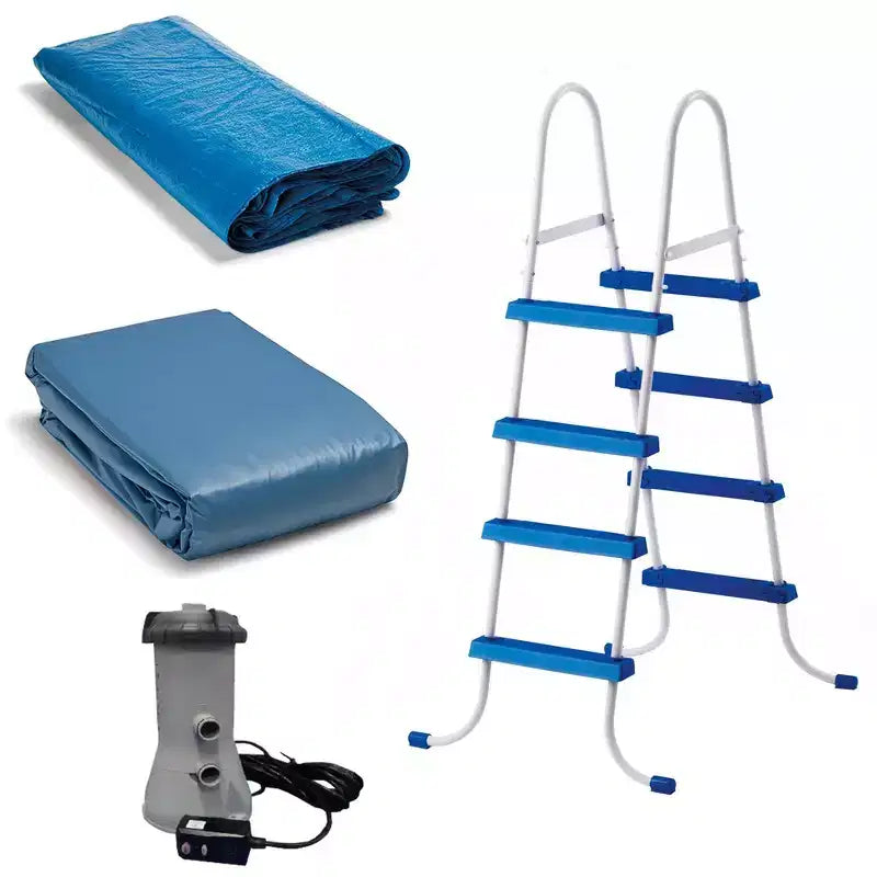 Piscine hors sol Intex, échelle avec pompe et bâche de piscine anti-débris de 15 pieds
