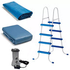 Piscine hors sol Intex, échelle avec pompe et bâche de piscine anti-débris de 15 pieds