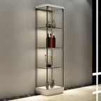 Vitrine haute en verre noir transparent avec éclairage