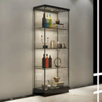 Vitrine haute en verre noir transparent avec éclairage