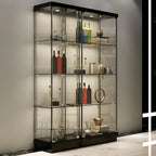 Vitrine haute en verre noir transparent avec éclairage
