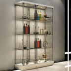 Vitrine haute en verre noir transparent avec éclairage