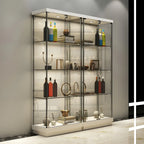Vitrine haute en verre noir transparent avec éclairage
