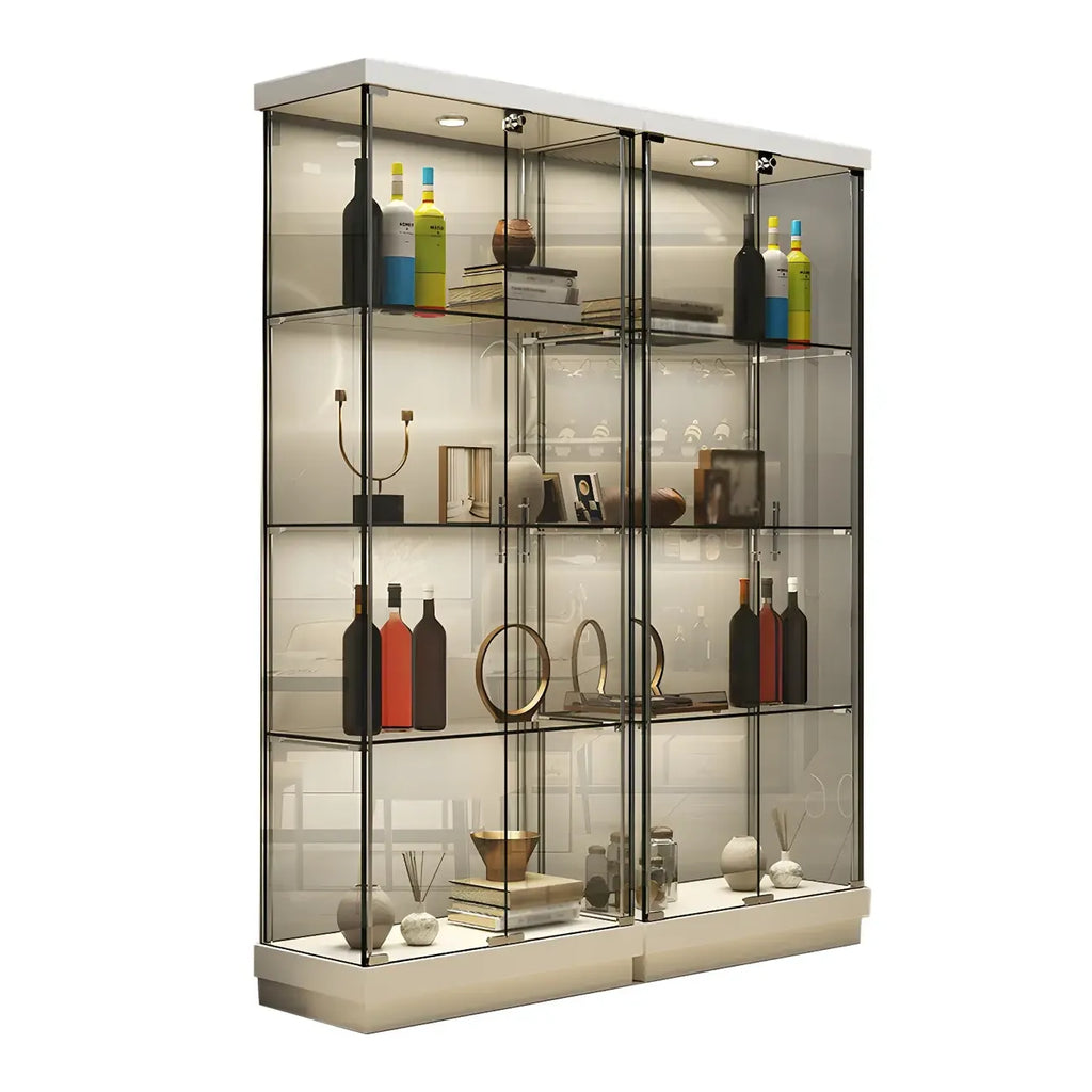 Vitrine haute en verre noir transparent avec éclairage