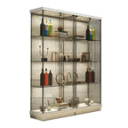 Vitrine haute en verre noir transparent avec éclairage