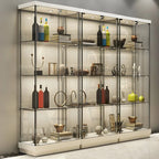 Vitrine haute en verre noir transparent avec éclairage