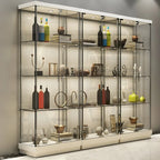 Vitrine haute en verre noir transparent avec éclairage
