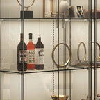 Vitrine haute en verre noir transparent avec éclairage