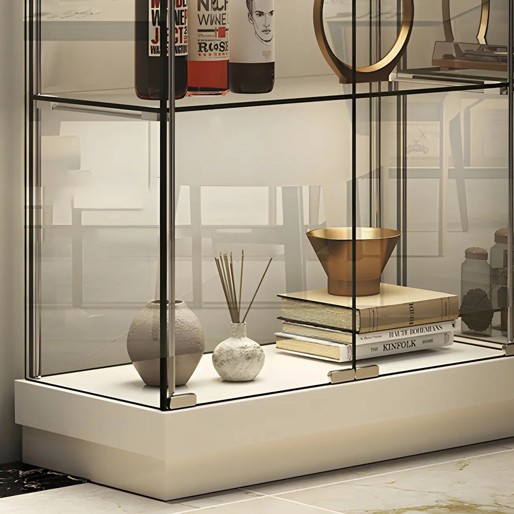 Vitrine haute en verre noir transparent avec éclairage