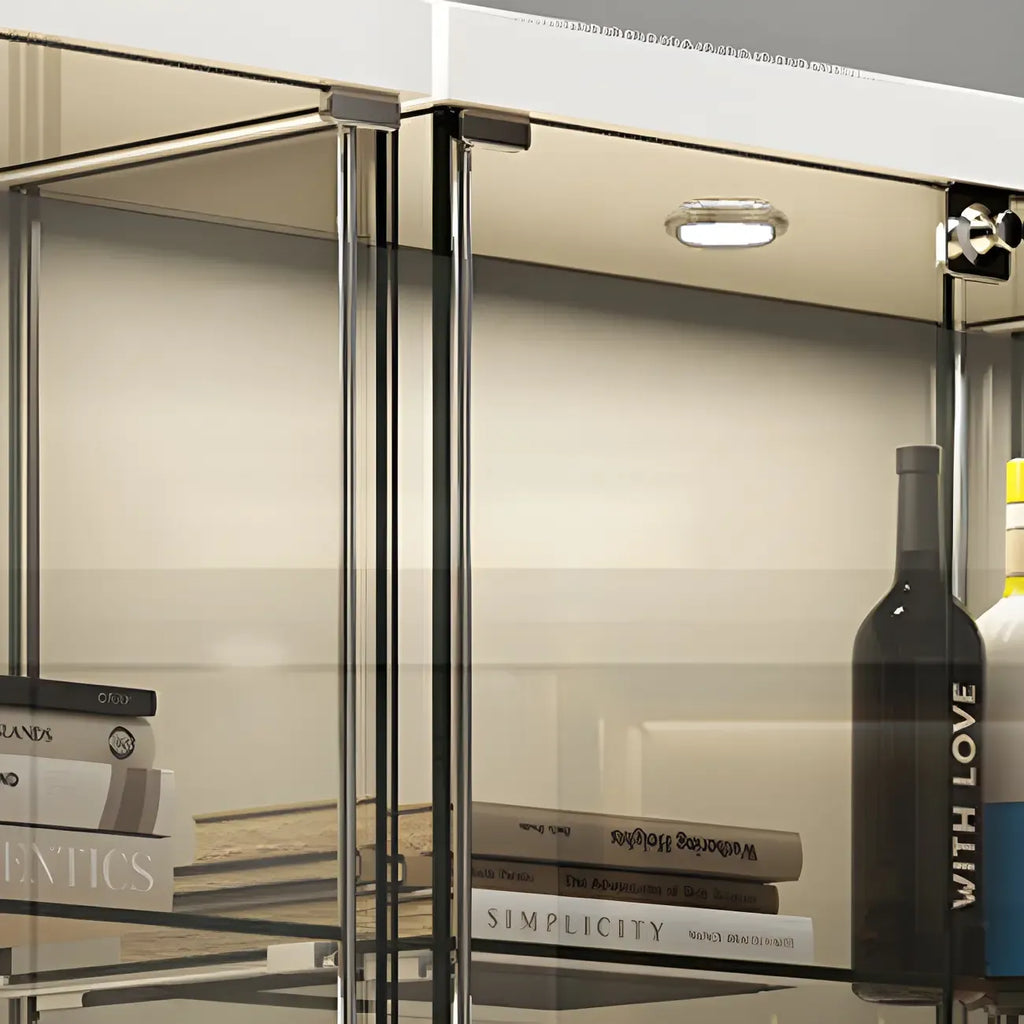 Vitrine haute en verre noir transparent avec éclairage