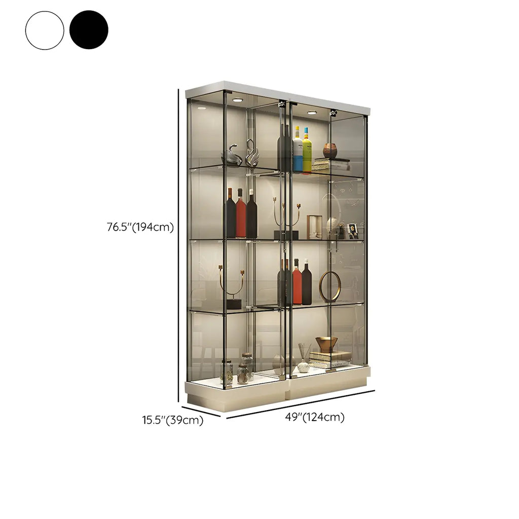 Vitrine haute en verre noir transparent avec éclairage