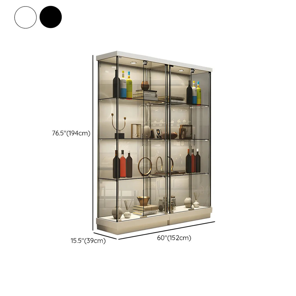 Vitrine haute en verre noir transparent avec éclairage