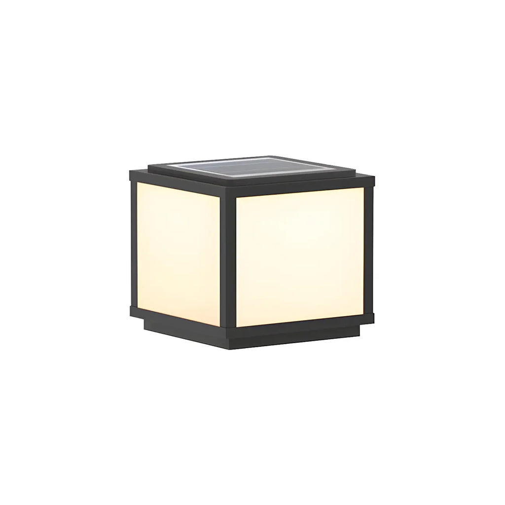 Lampes solaires d'extérieur cubiques en métal noir