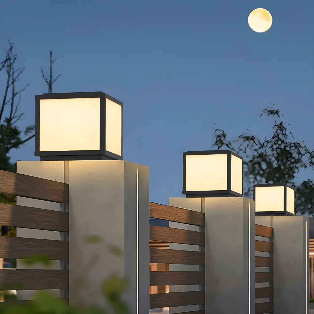 Lampes solaires d'extérieur cubiques en métal noir