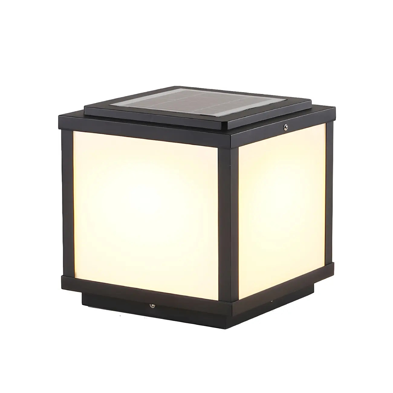 Lampes solaires d'extérieur cubiques en métal noir