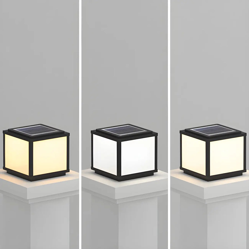 Lampes solaires d'extérieur cubiques en métal noir