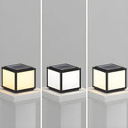 Lampes solaires d'extérieur cubiques en métal noir