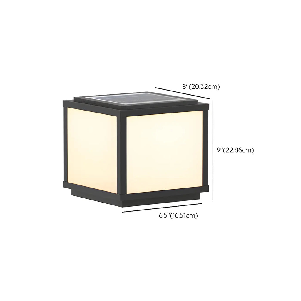 Lampes solaires d'extérieur cubiques en métal noir