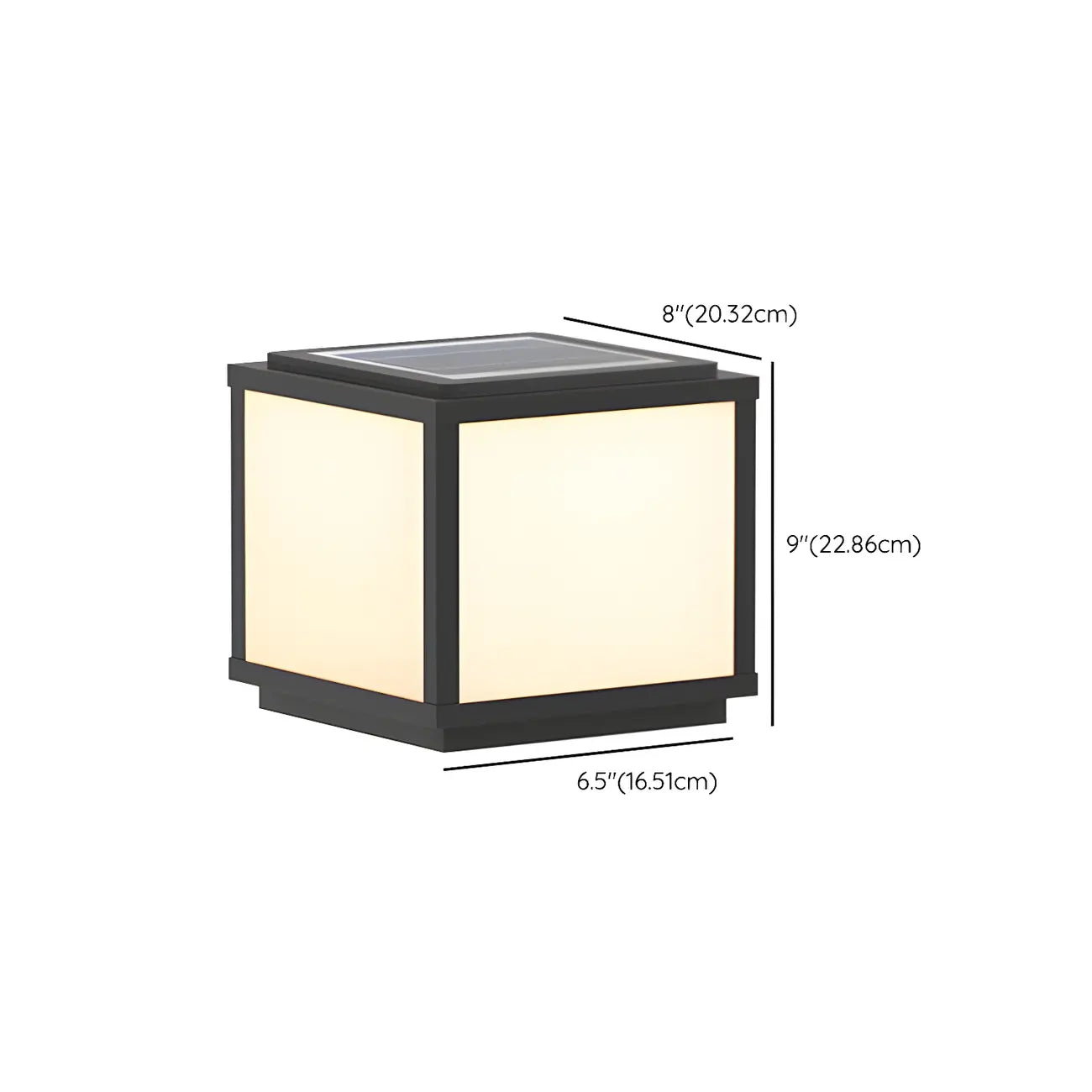 Lampes solaires d'extérieur cubiques en métal noir