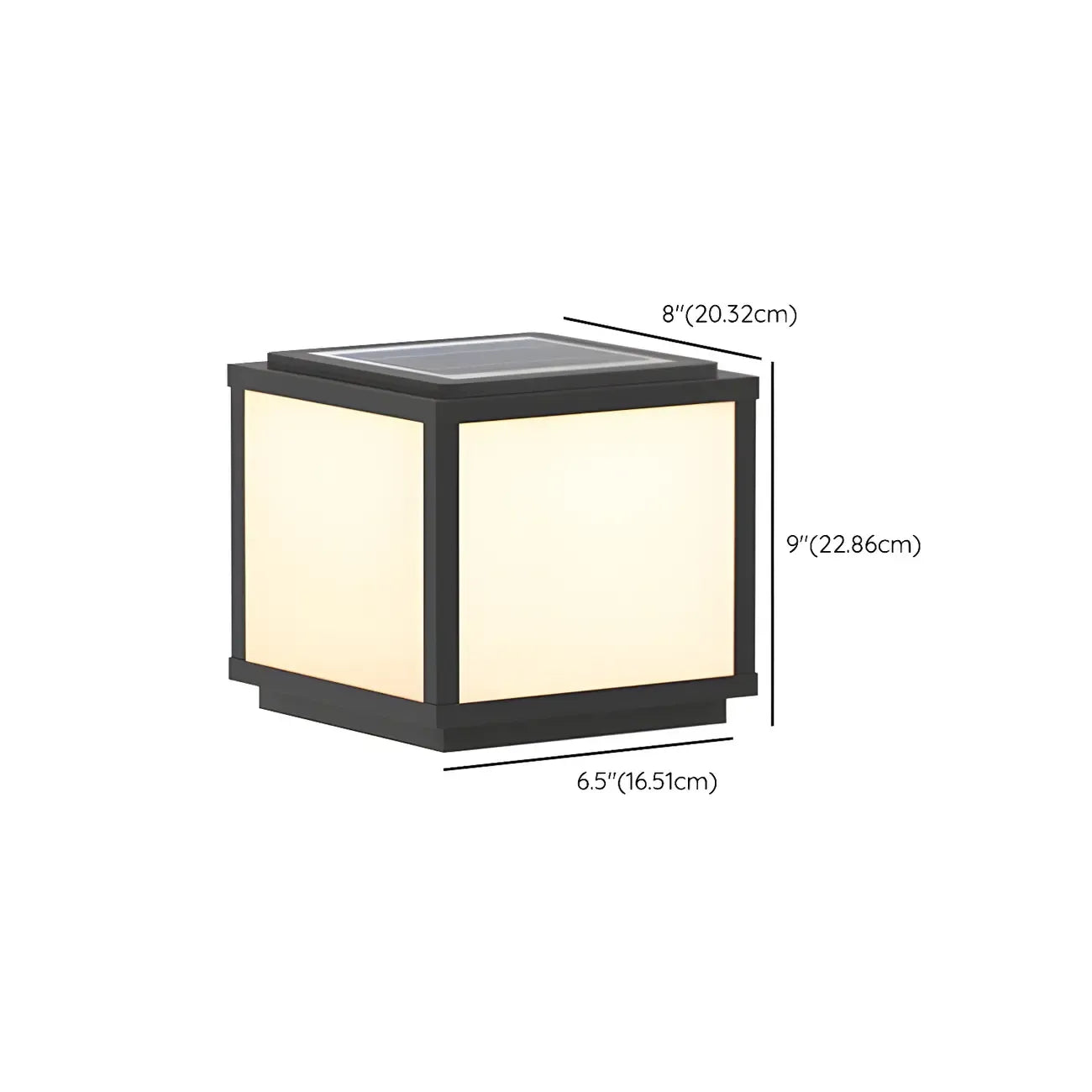 Lampes solaires d'extérieur cubiques en métal noir