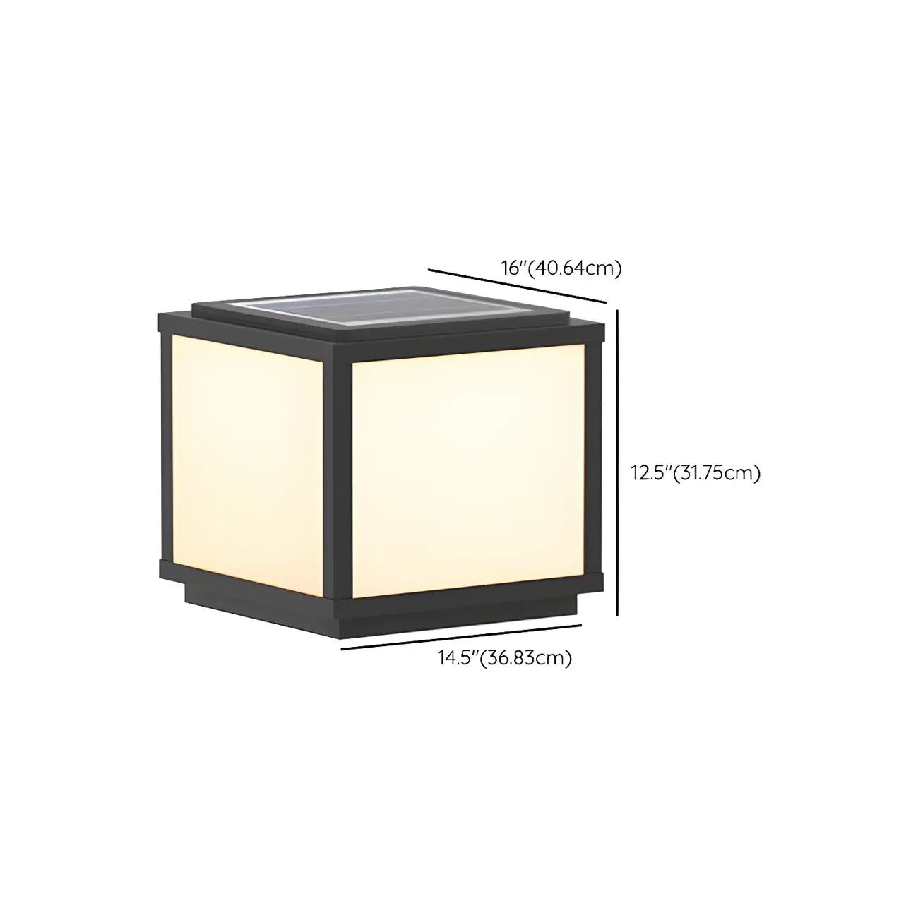 Lampes solaires d'extérieur cubiques en métal noir