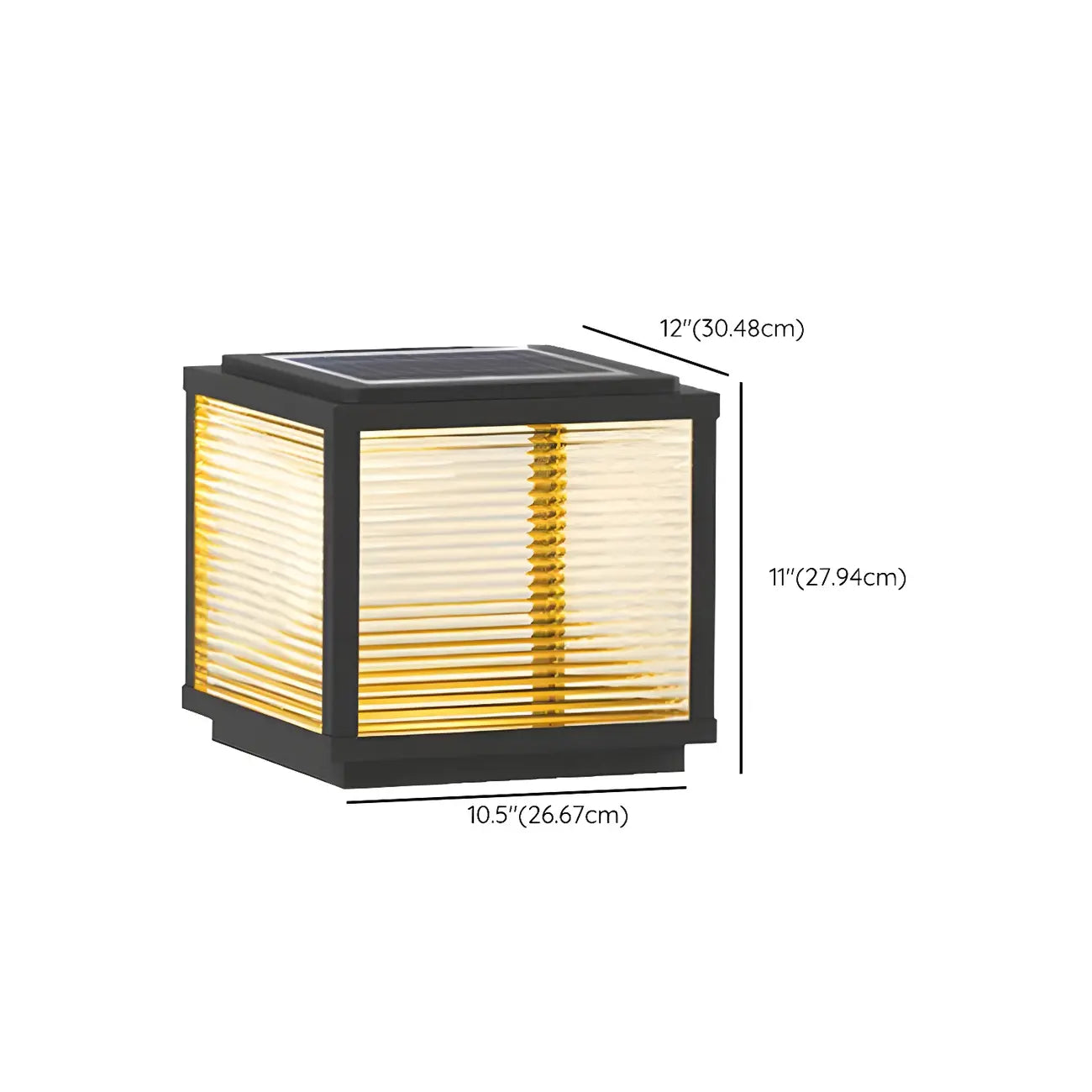 Lampes solaires d'extérieur cubiques en métal noir