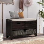 Banc de rangement en bois avec 2 paniers tressés par Harper&Bright Designs