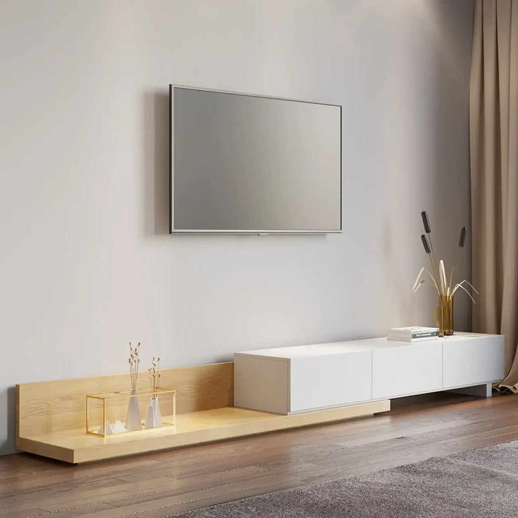 Meuble TV extensible en noyer avec 3 tiroirs