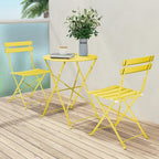 Ensemble bistrot pliant en métal 3 pièces, salon de conversation intérieur/extérieur résistant aux intempéries pour patio, cour, jardin