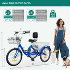 26 Tricycles pour adultes à 3 roues, 7 vitesses