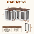 Grand meuble d'angle pour 2 chiens, cage en forme de L - 58,7 x 41,1 pouces