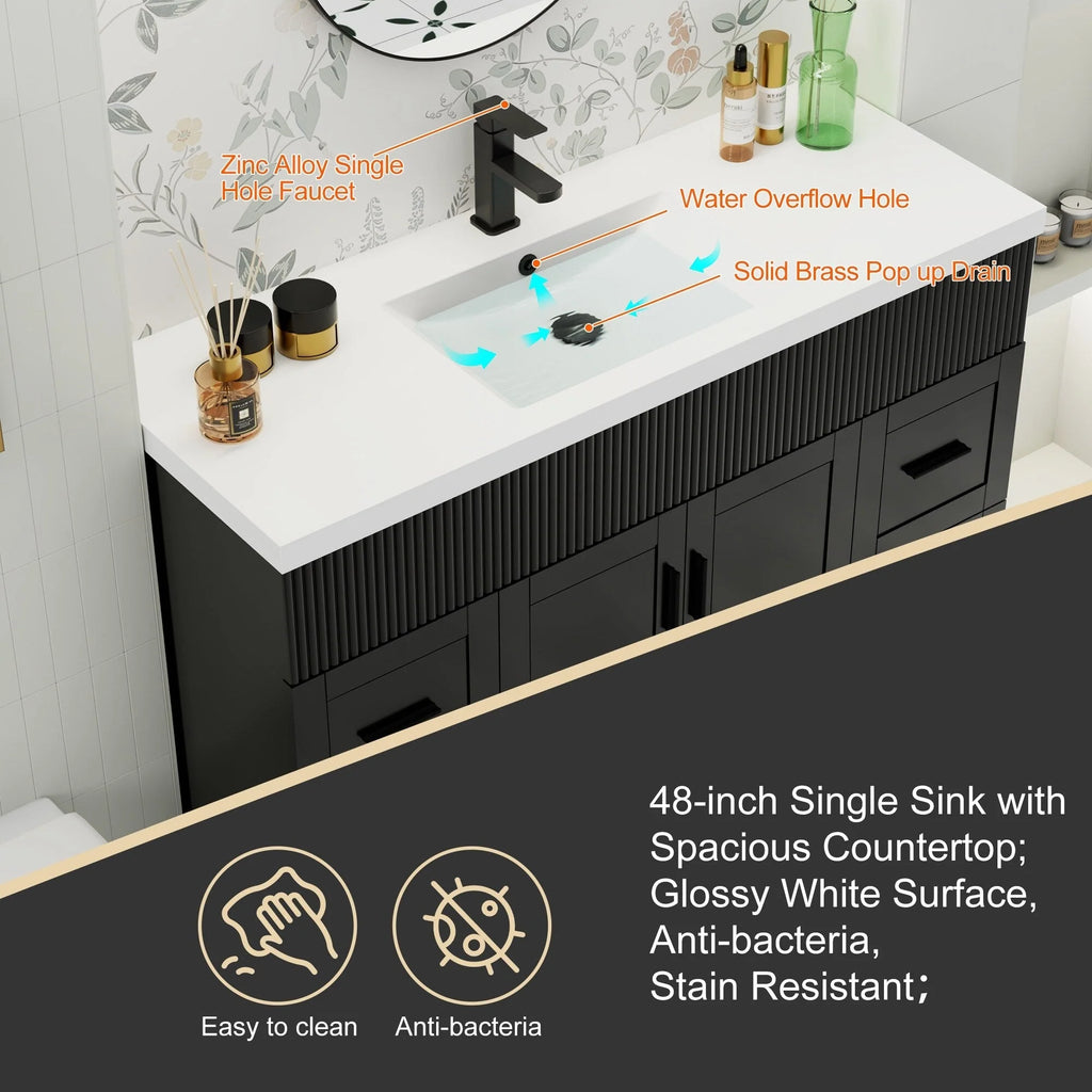 Ensemble meuble-lavabo Wavy Line 30/36/48 avec lavabo et robinet