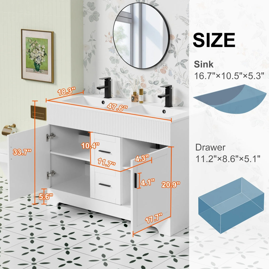 Ensemble meuble-lavabo Wavy Line 30/36/48 avec lavabo et robinet