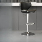 Tabouret de bar pivotant et réglable avec selle rembourrée en cuir