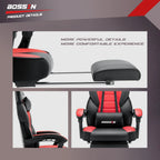 Chaise de jeu BOSSIN style racing, chaise de jeu grande taille supportant jusqu'à 136 kg (300 lbs), dossier haut, chaise d'ordinateur