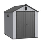 Abri de jardin en résine plastique tout temps avec plancher, dimensions : 1,83 m x 1,22 m / 1,83 m x 2,44 m / 2,44 m x 1,83 m / 2,44 m x 3,05 m.