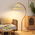 Lampadaire moderne arqué avec abat-jour plissé réglable