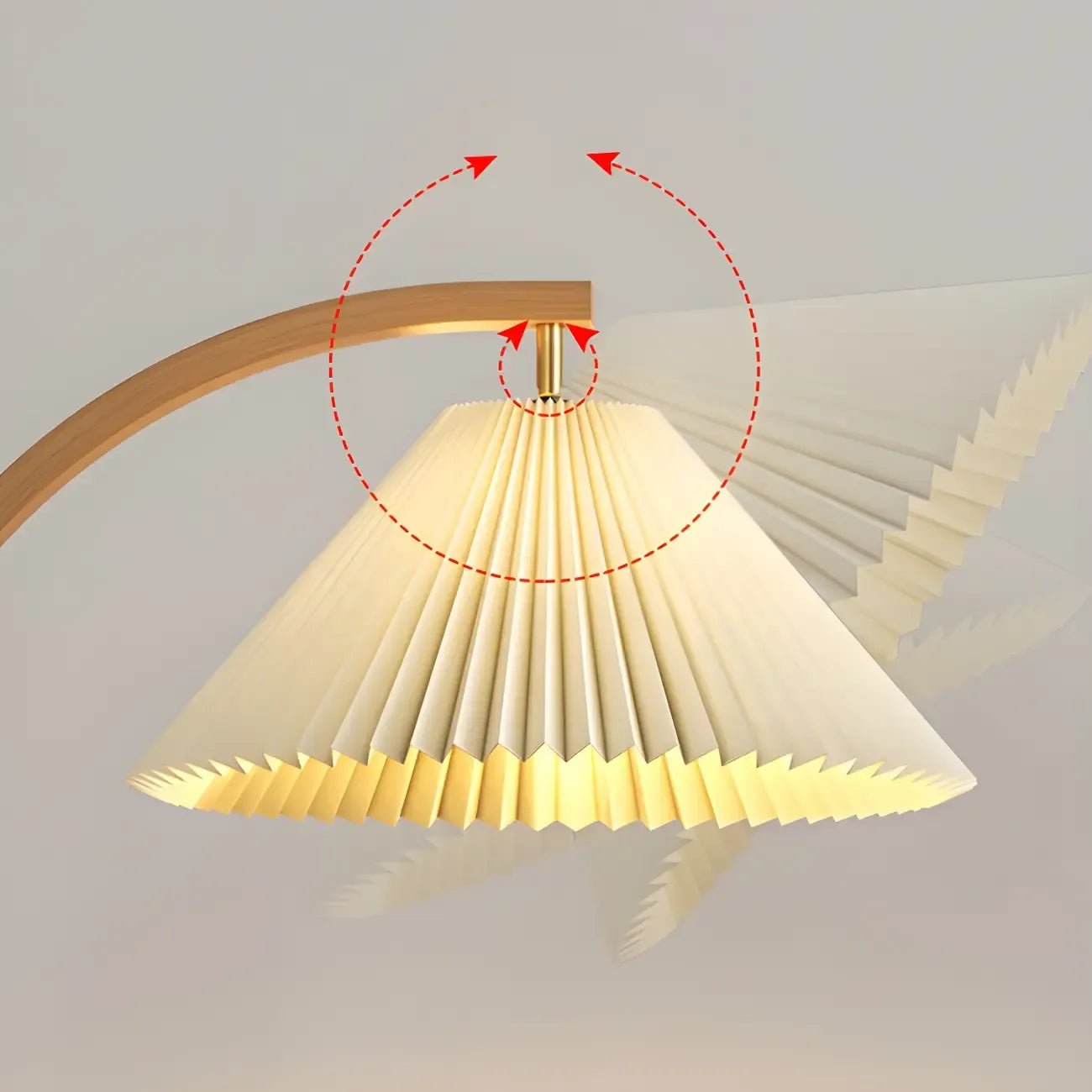 Lampadaire moderne arqué avec abat-jour plissé réglable