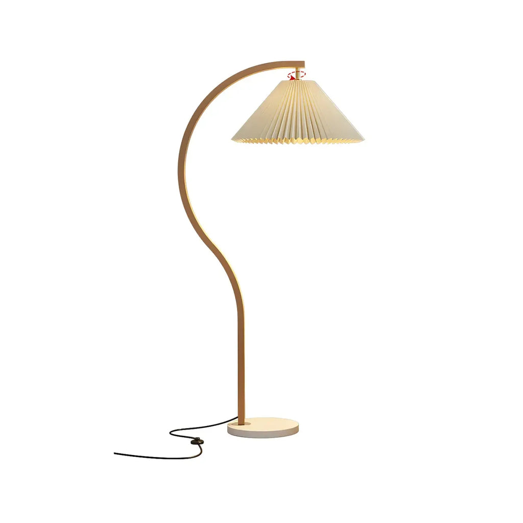 Lampadaire moderne arqué avec abat-jour plissé réglable