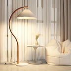 Lampadaire moderne arqué avec abat-jour plissé réglable