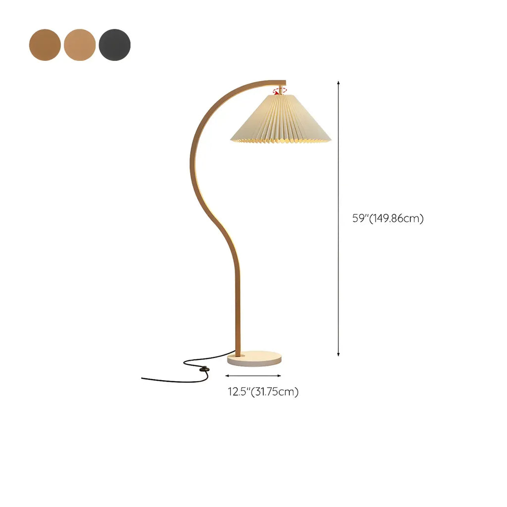 Lampadaire moderne arqué avec abat-jour plissé réglable