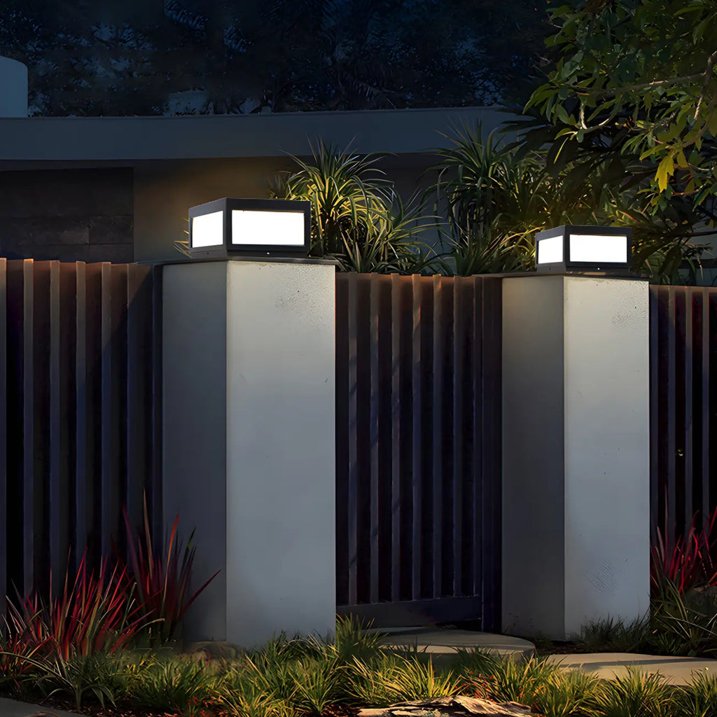 Lampadaires solaires LED rectangulaires noirs pour l'extérieur