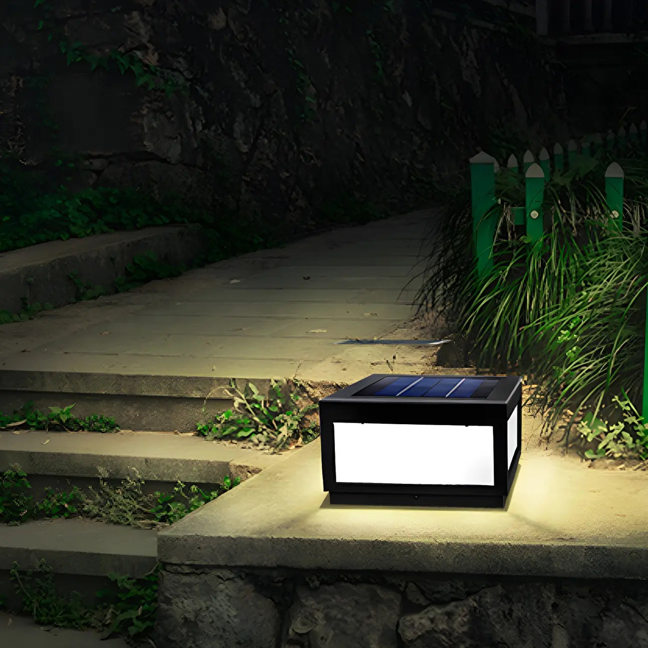 Lampadaires solaires LED rectangulaires noirs pour l'extérieur